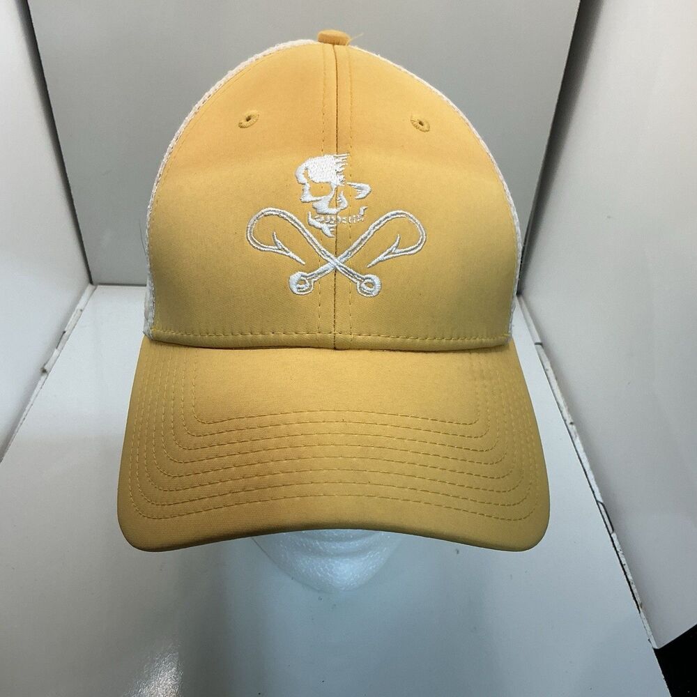 Salt Life Hat Yellow Gold White Mesh Trucker Cap Embroidered Logo Adjustable